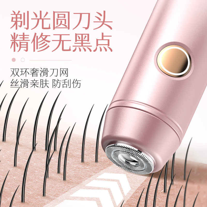stainless steel compact double-blade fully automatic women's shaver for armpit, leg hair, private parts, and full body hair removal
