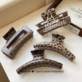 Korean style leopard print hollow square hair clip - minimalist, unique, and trendy claw clip - niche design, new hair accessories for women - wholesale