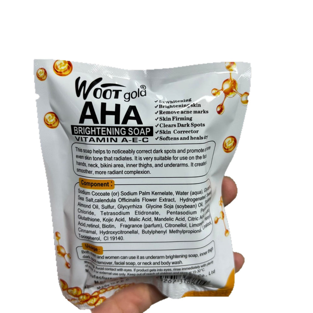 export bagged 90% aha gold soap, vitamin aec, for a radiant and clear complexion, cleansing and rejuvenating soap, 80g