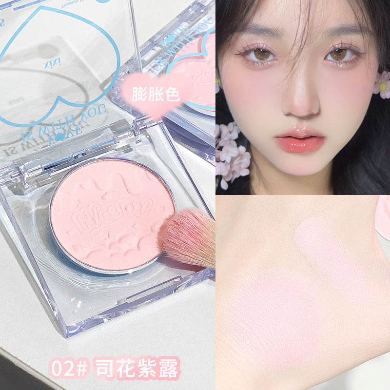 Makeup xixi tea peach heart single color blush expansion and contraction color matte nature to enhance complexion contouring blush palette