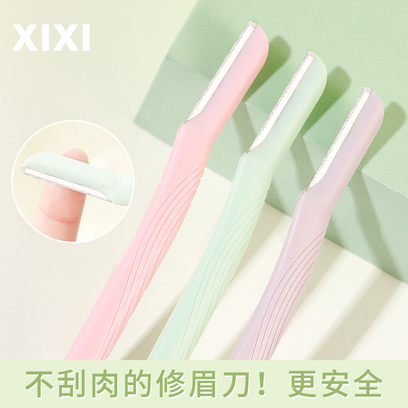 Xixi straight handle micro eyebrow razor - 3-piece set - beginner-friendly, safe, anti-scratch stainless steel eyebrow shaper