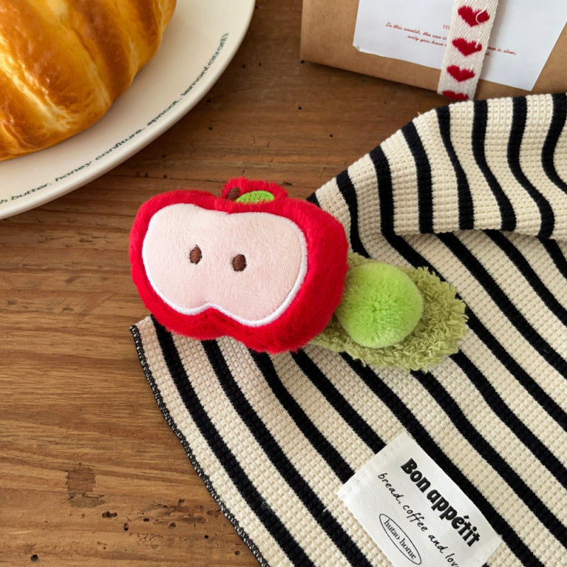 Cuteeasiest for matchstuffed velvet red apple one-word large duckbill clip back of head hair clip fall and winter hair accessories new arrival