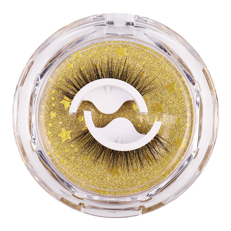 2 pairs of glue-free false eyelashes, one piece, european and american thick small round box, black stem eyelashes, temperature-sensitive self-adhesive replacement strips