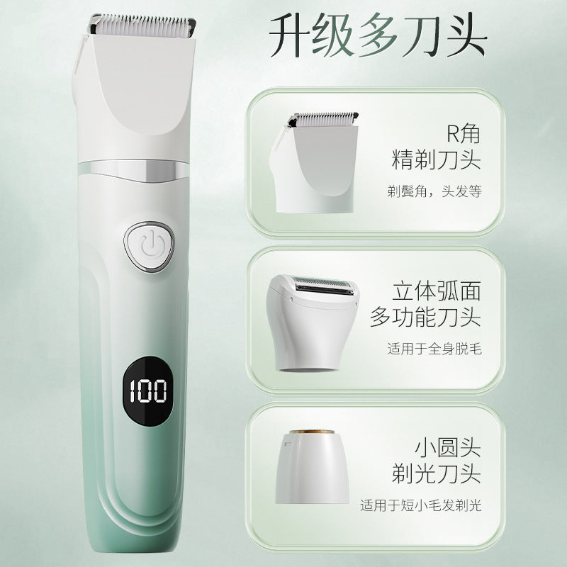 Electric shaver for women, hair removal device, razor with digital display, 3-in-1 women's intimate area, underarm, and leg hair trimmer