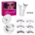 Pingdu magnetic false eyelashes all-in-one box cross-border fashion thick 2 pairs black stem eyelash curler set factory wholesale