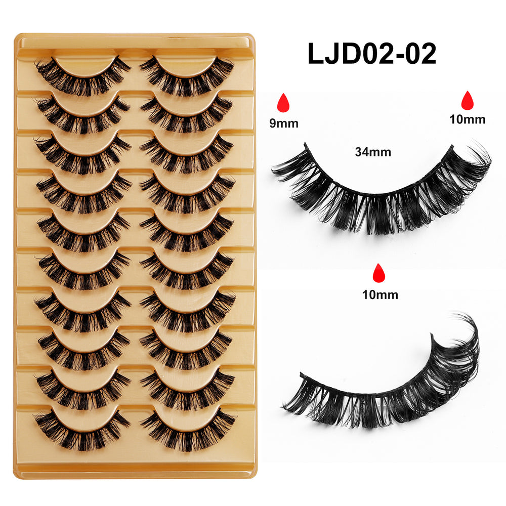 Export false eyelashes russian curling hair 10 pairs of asian mixed thai makeup comic curling eyelashes in stock batch