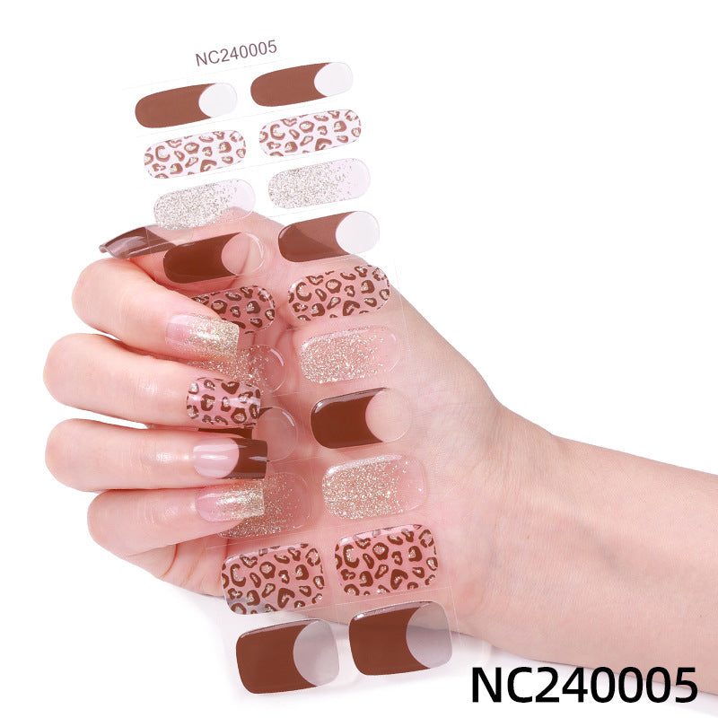Baking lamp hardening uv second generation gel manicure stickers waterproof hot stamping korean cross-border semi-cured nail stickers personalized