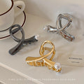 Metal cross pearl clip for women 2024 new arrivalclassy hair clip back of head medium shark clip hair headwear