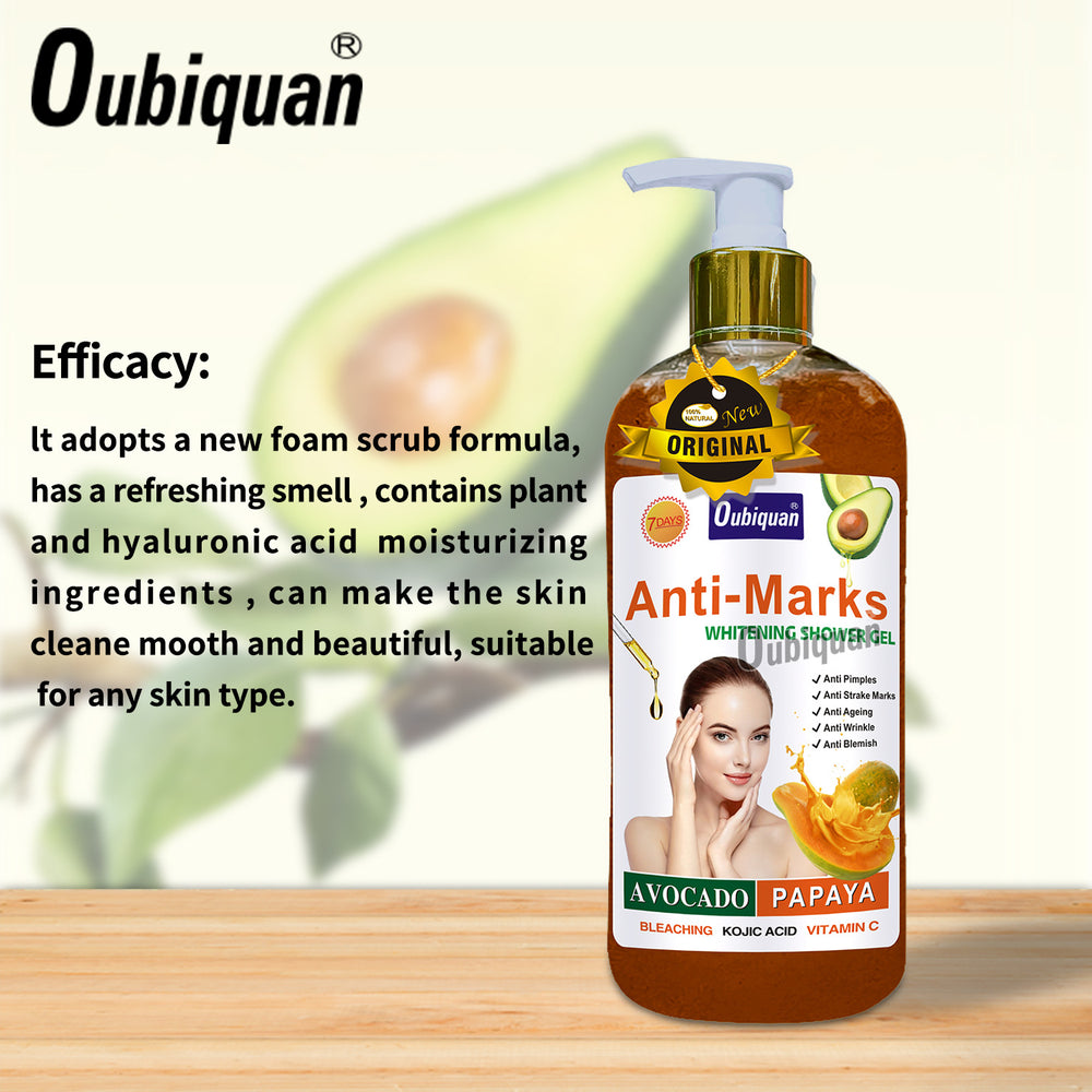 papaya scrub shower gel silky foam avocado gentle cleansing security moisturizing skin care english wholesale