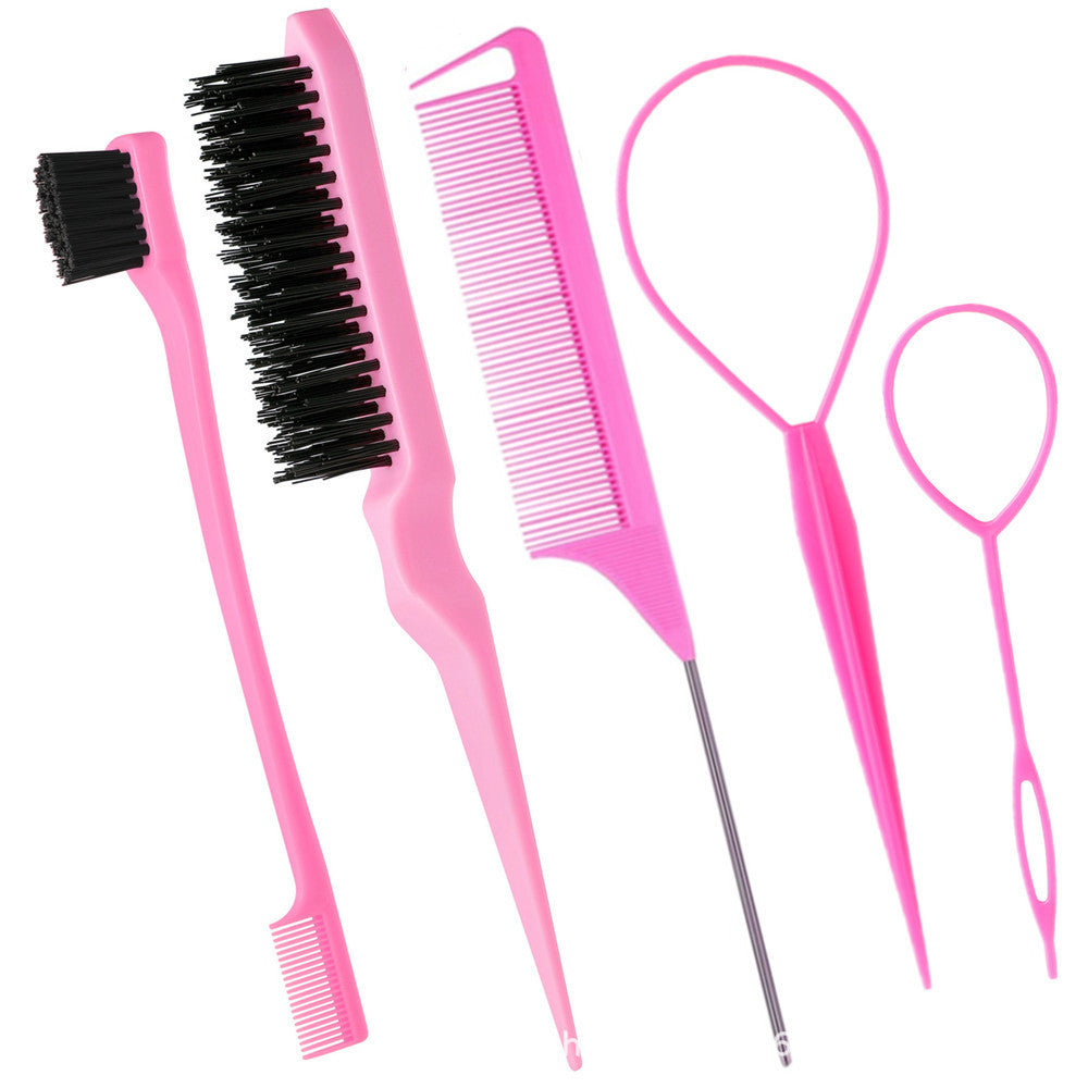 Amazon hair comb eyebrow brush two-color highlight comb three-row plastic hair comb pointed tail comb hair baking oil