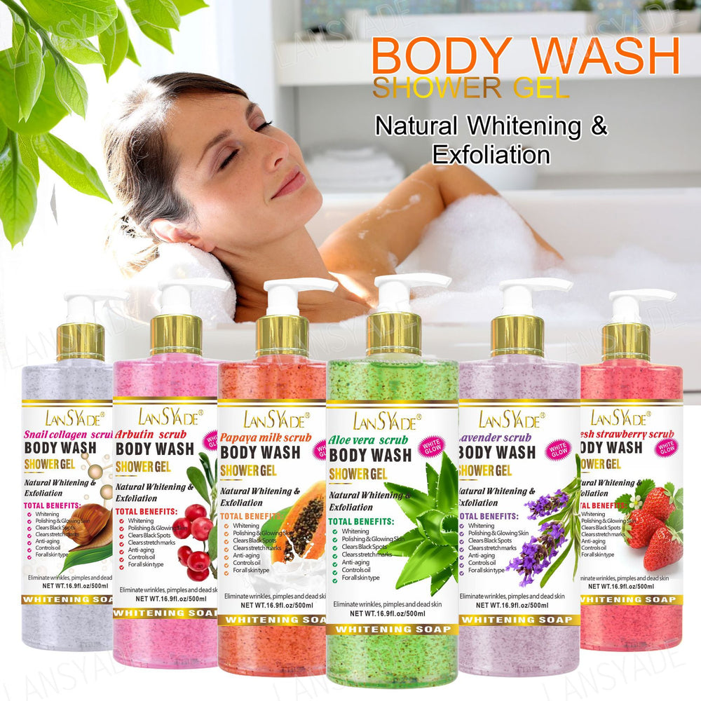 export fruit scrub shower gel silky, refreshing, moisturizing, gentle cleansing, long-lasting fragrance 500ml