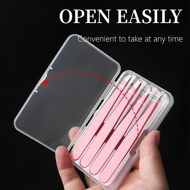 Stainless steel black slant tip tweezers - eyebrow, beard & hair removal tool - wholesale beauty tools