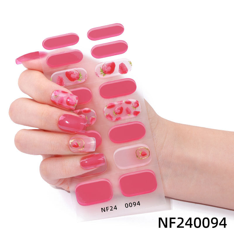 Zhengxiang factory customized gel nail art stickers ins cross-border uv second generation semi-baked semi-cured nail stickers amazon