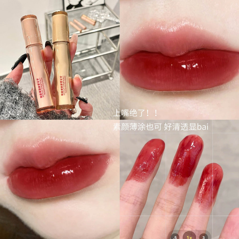 Gege bear gege bear water-glossy crystal lens lip glaze moisturizing, quick-drying, film-forming, waterproof, non-fading