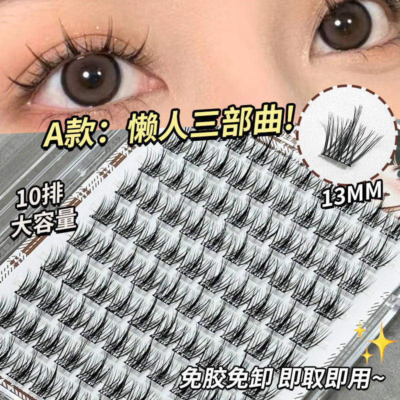 Jonbos self-adhesive glue-free false eyelashes for women, natural simulation, "born-with" style, 3-step application, high volume, individual cluster lashes