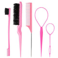 Amazon hair comb eyebrow brush two-color highlight comb three-row plastic hair comb pointed tail comb hair baking oil