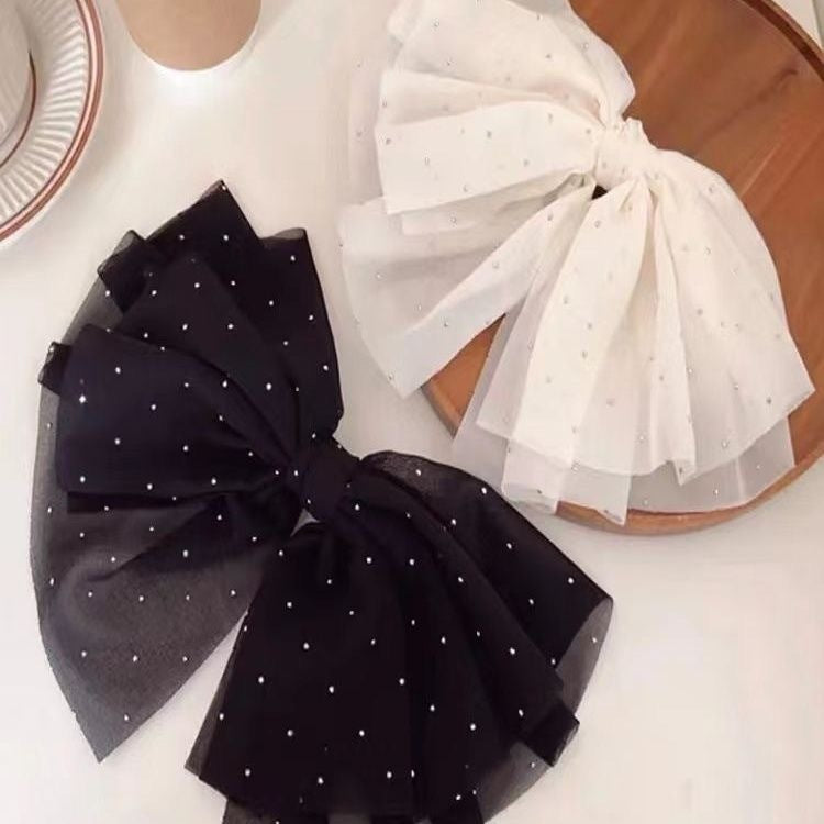 Gypsophila mesh bows hair clip classyelegant top clip half-tied hair back spring clip hair accessories for women