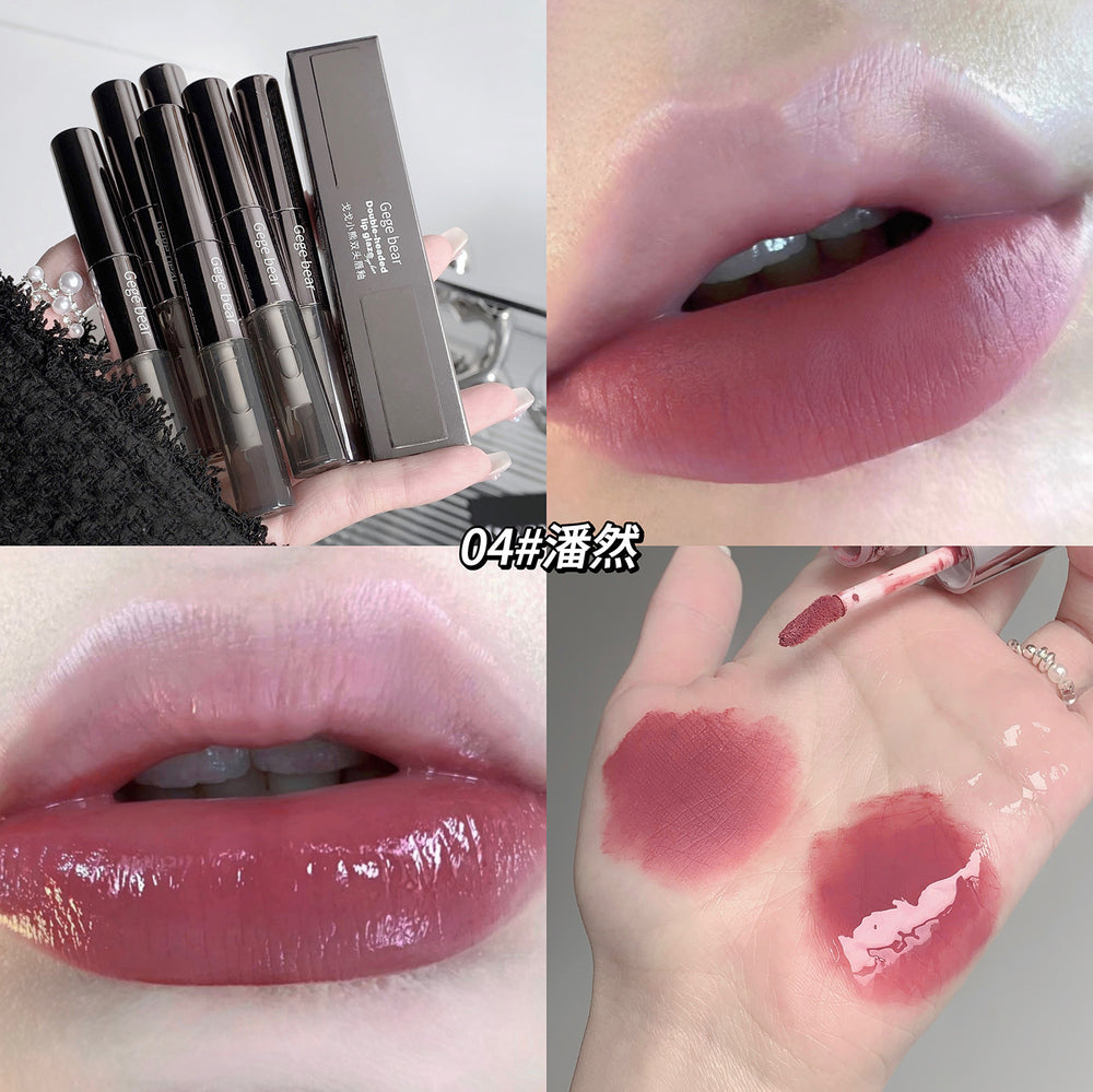 Gege bear gege bear double-ended lip glaze low saturation matte matte water-glossy mirror transparent superimposed lip gloss