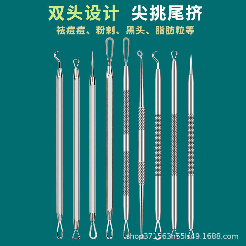 Stainless steel acne needle acne clip cell clip double-ended acne remover blackhead removal needle beauty tool suit cross-border wholesale