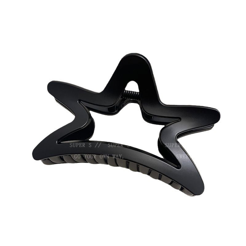 Hold firmly~ maillard amber brown five-pointed star gripper for women springnew arrival shark clip hair clip on the back of the head