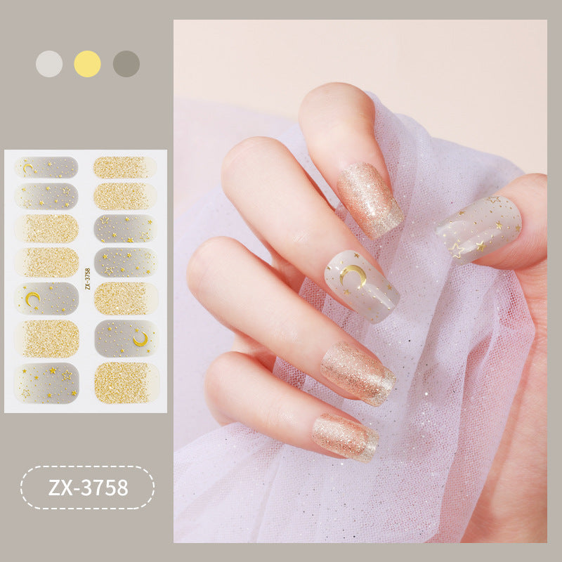 Zhengxiang factory customized japanese and korean nail art stickers hot stamping 5d epoxy imitation diamond starburst christmas nail stickers full stickers wholesale
