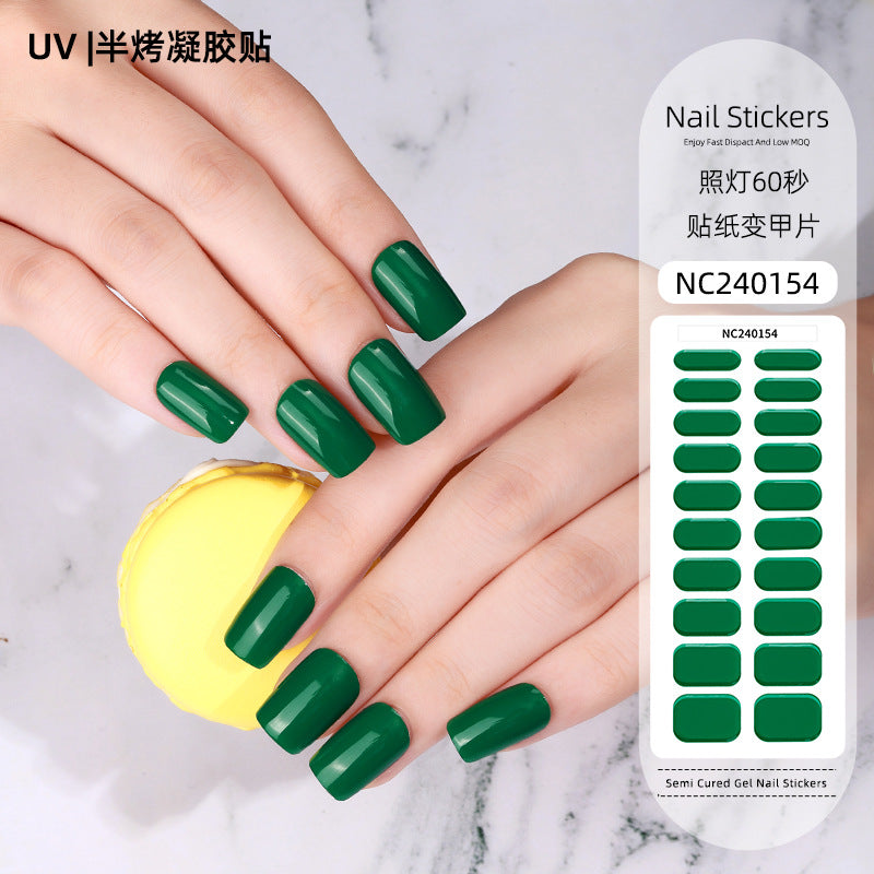 Zhengxiang factory customized korean solid color gel nail stickers uv light therapy semi-cured nail art stickers wholesale amazon