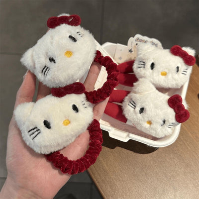 Autum new product cute red bow tie cat break clip hairpin sweetgirl side stuffed clip jewelry hair accessories