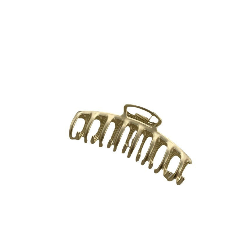 Large korean style metal claw clip - bright finish, dragon bone design, minimalist retro court style, girly french hair clip for back of head
