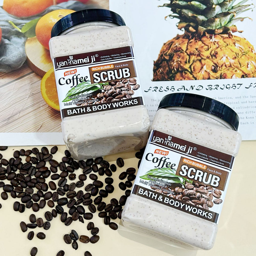 1kg strawberry coffee fruit facial scrub body exfoliator - blackhead removal, cleansing, brightening, and moisturizing