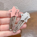 Classy silver gray letter hairpin popular five-pointed star duckbill edge clip fashion bangs clip small hairpin broken hairpin