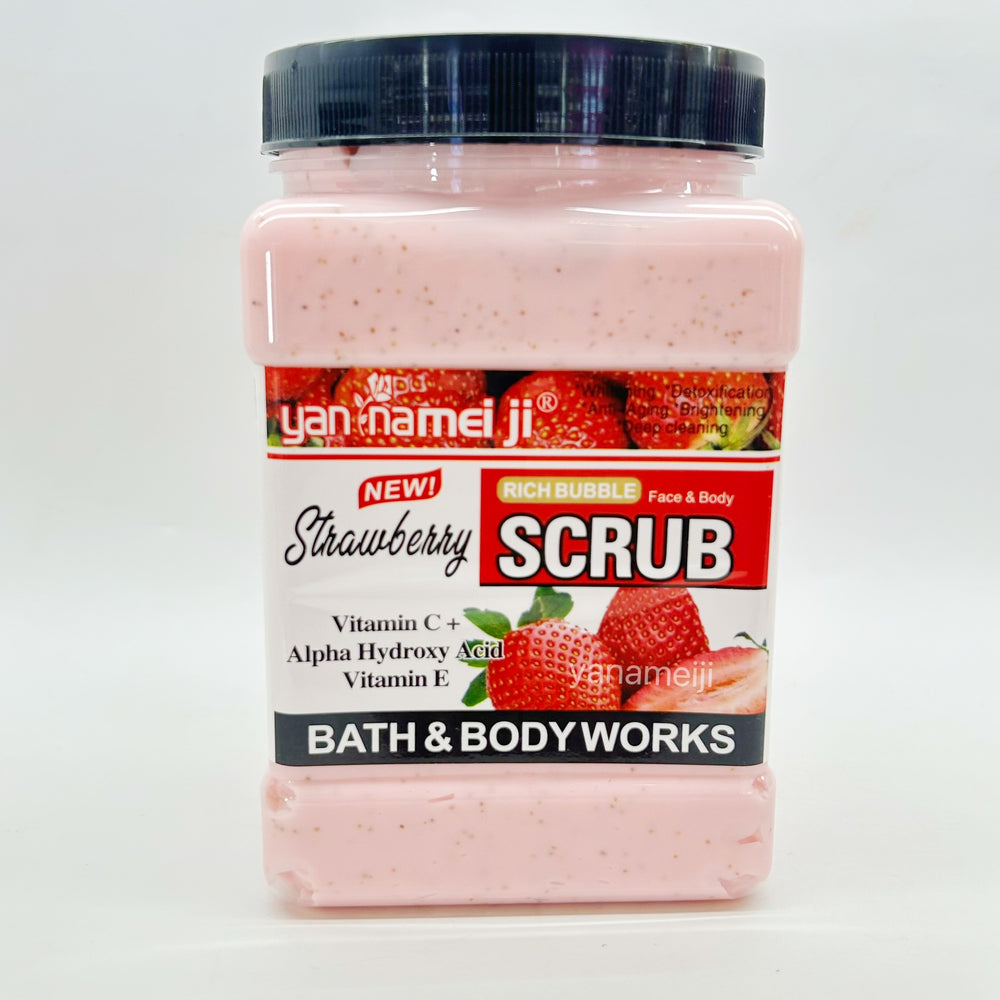 1kg strawberry coffee fruit facial scrub body exfoliator - blackhead removal, cleansing, brightening, and moisturizing