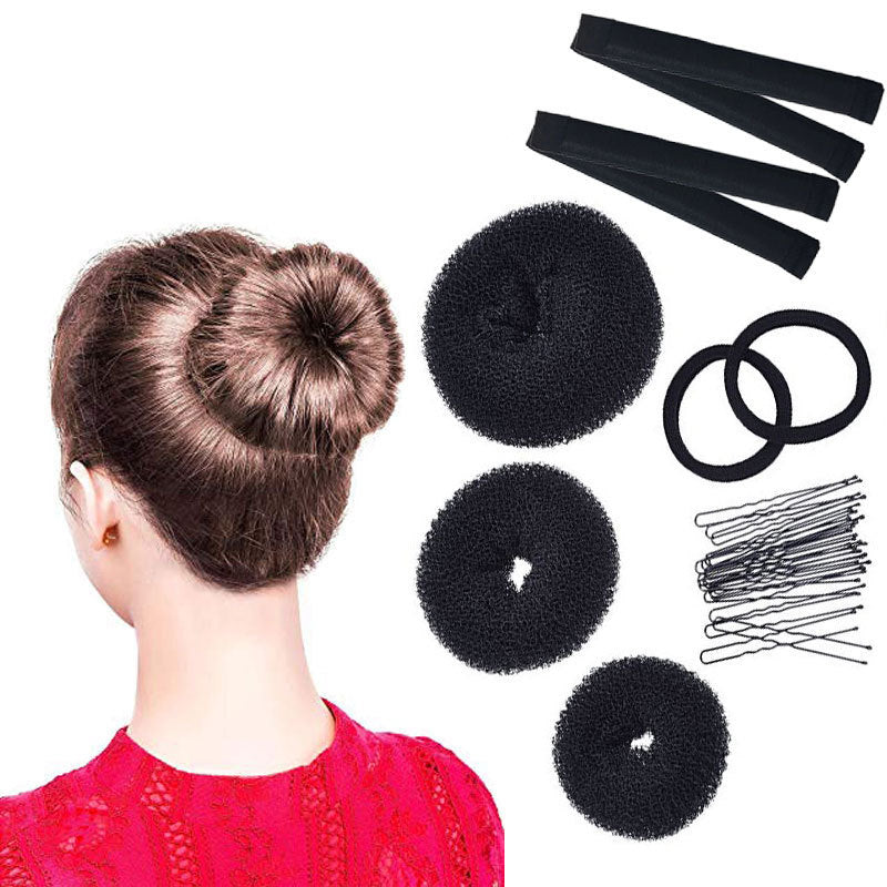 17-piece hair accessories tool set, ball head donut hair styling tool, sponge hair braider, snap ring hair ring, national style