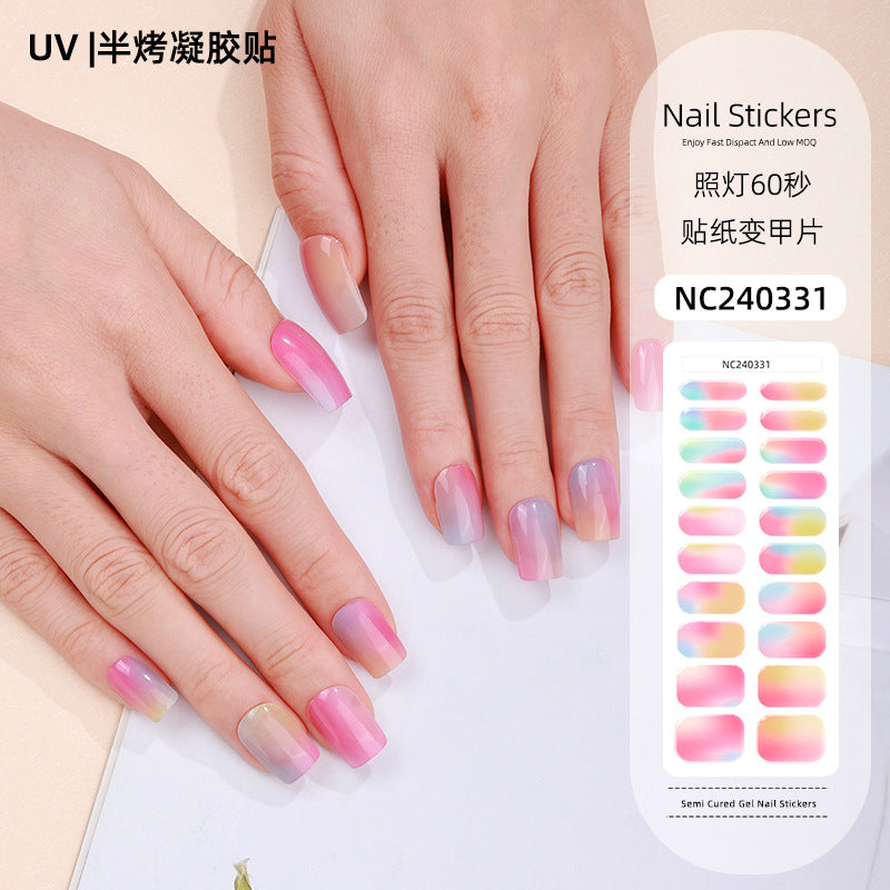 Zhengxiang custom christmas gel nail stickers - cartoon snowflake plaid european & american cross-border uv semi-cured nail decals