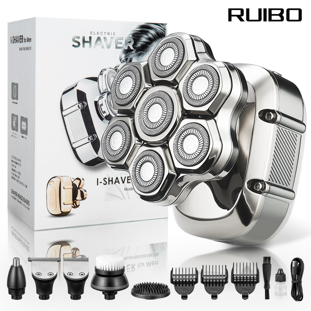 Magnetic seven-blade bald head handy gadget five-in-one shaver waterproof hairdresser shaving knife full body washable electric