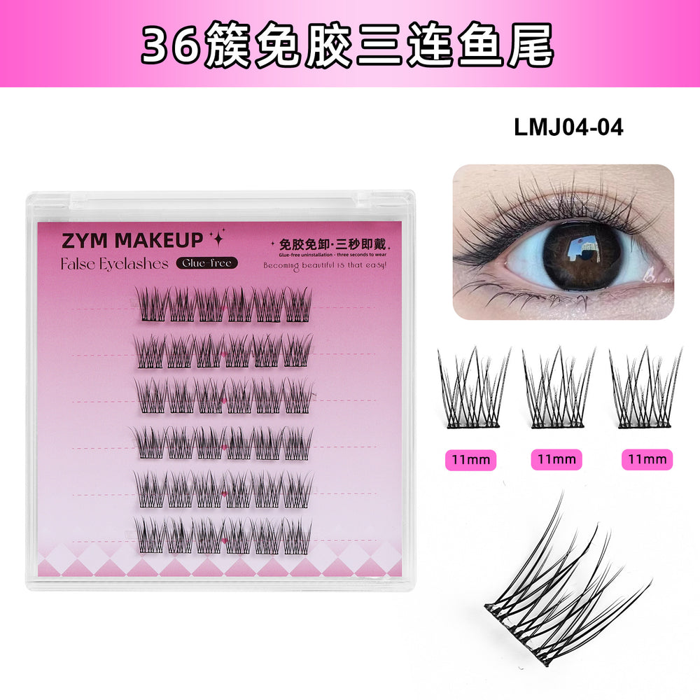 Carefully selected* pingdu glue-free false eyelashes 10 rows of nature self-adhesive mixed large-capacity fox false eyelashes in stock wholesale