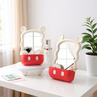 Plastic mickey mouse makeup mirror - desktop, tabletop, student, home, dorm, office, handheld mirror with storage