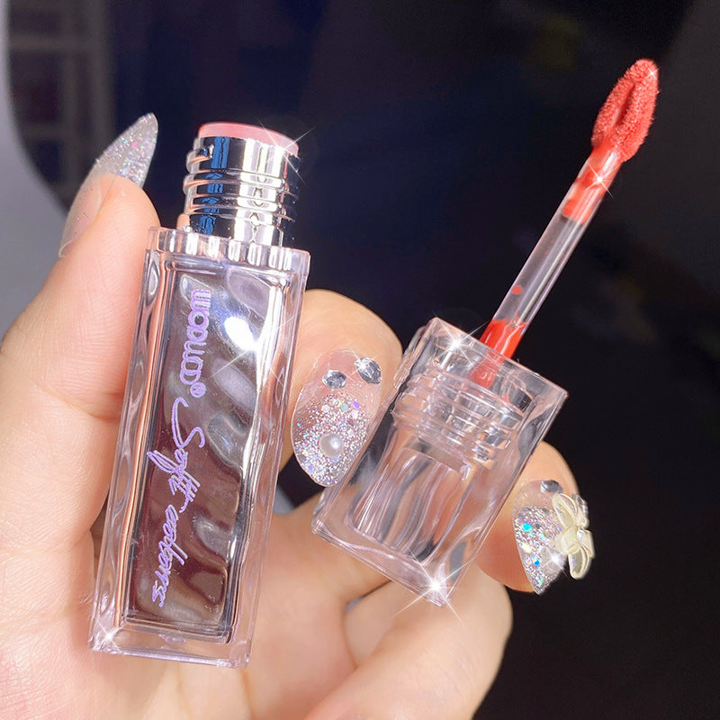 Wodwod mirror light water-permeable color-locking lip glaze clear water-gloss mirror quick-drying film-forming not easy to stick to the cup gray pink lipstick