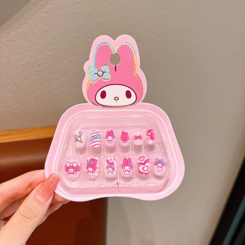 New arrivalkids manicure accessories kuromi wearable nails cute children melody nail stickers stereo pacha dog