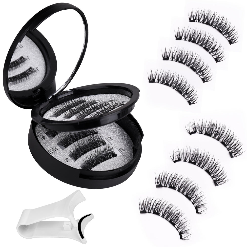 Amazon's hottest double-layer magnetic false eyelashes, black stem positioning, european and american thick magnetic eyelashes, a whole factory