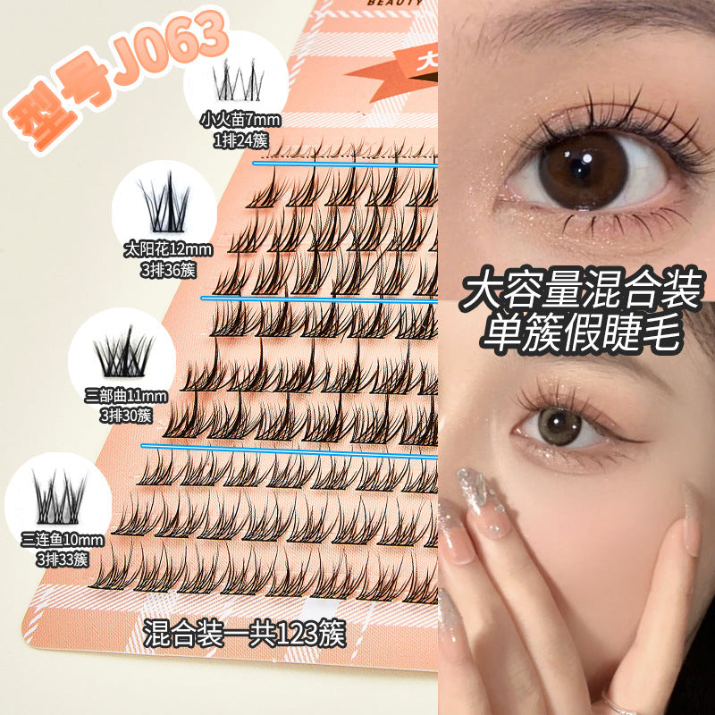 Jonbos large-capacity fake eyelashes single cluster nature little devil sunflower lazy trilogy hard stem transparent stem