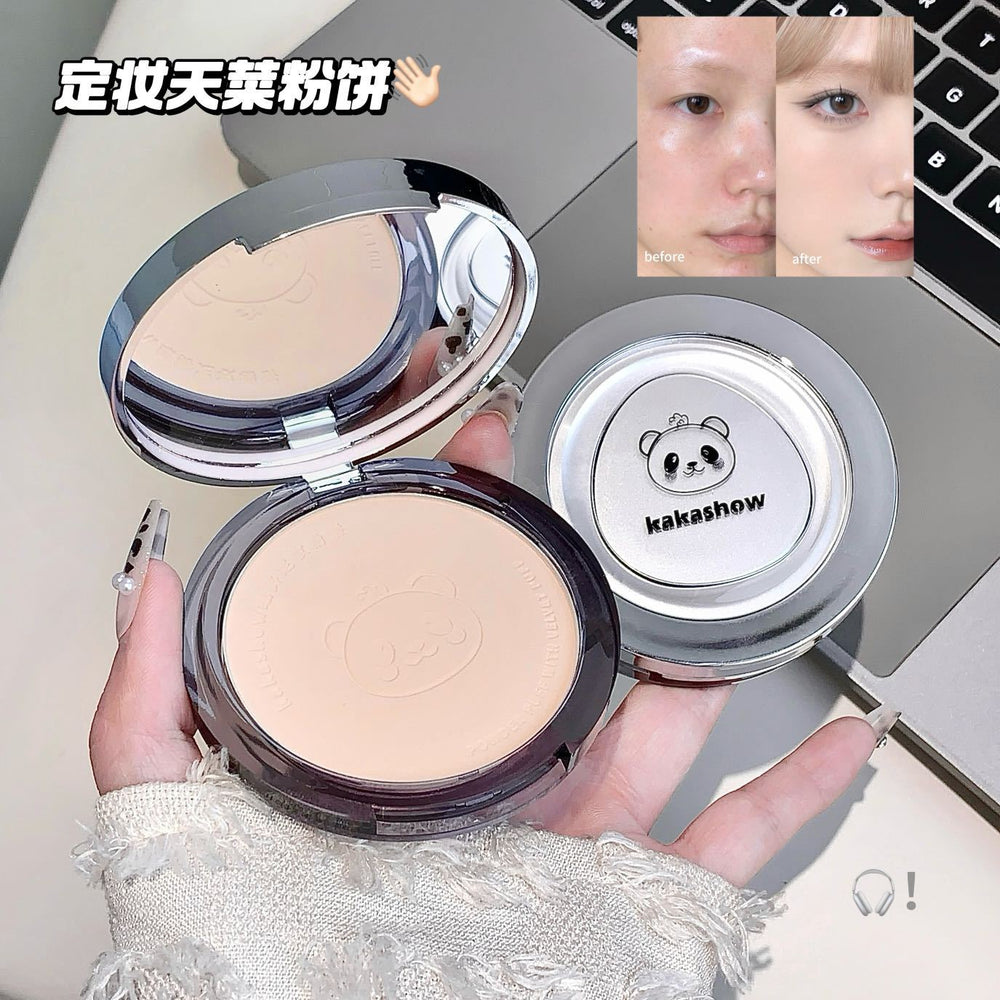 Kakashow velvet mist setting powder cake, long-lasting oil control, concealer, waterproof, anti-sweat, not easy to remove makeup, honey powder cake