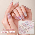 Zhengxiang cross-border gel manicure stickers cartoon cute waterproofgrids pattern flash japanese and korean uv half-baked nail stickers ins