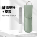 Square head glass file + light green leather bag