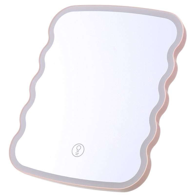 Led makeup mirror - rechargeable, foldable, portable vanity mirror for home, dorm, and desk use with lighted storage