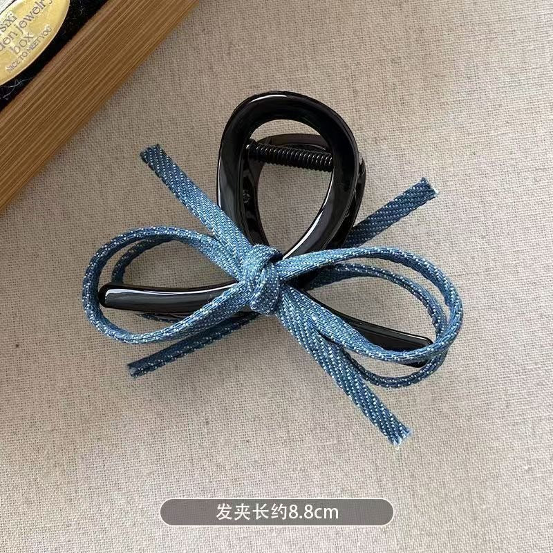 Summernew arrival denim fabric bowscasual hair clip bangs clip elegant shark clip classy hairpin for women