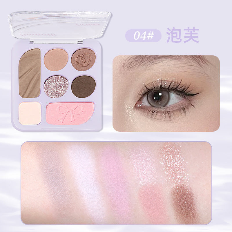 Novo indulge in fantasy seven-color eyeshadow palette - matte, shimmer, fine glitter, highlighter, contour, blush, all-in-one eyeshadow palette