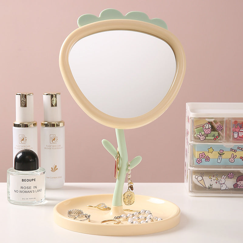 Cosmetic mirror cute desktop portable large eye mirror student dormitory for home plastic storage home mirror