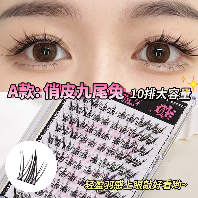 Jonbos self-adhesive false eyelashes, individual clusters, 10 rows, large capacity, beginner-friendly, natural & realistic, k-style eyelashes