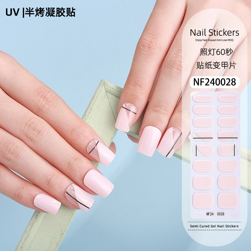 Zhengxiang custom gel nail stickers - european & american style glitter, cat eye, uv light curing, semi-cured nail stickers - waterproof, cross-border wholesale