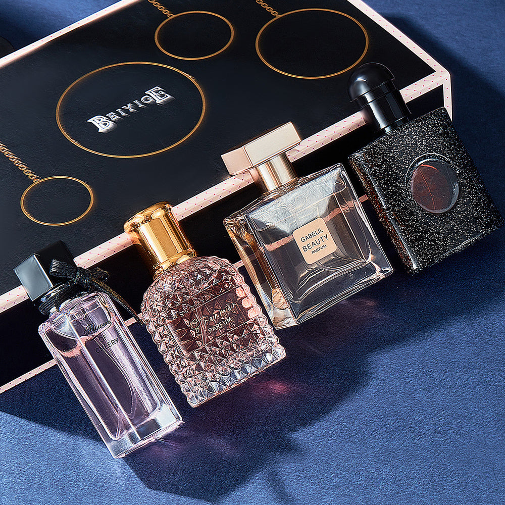 Beautiful girl gift box women's perfume four-piece set perfume wholesale long-lasting light fragrance recommended black coffee perfume for women